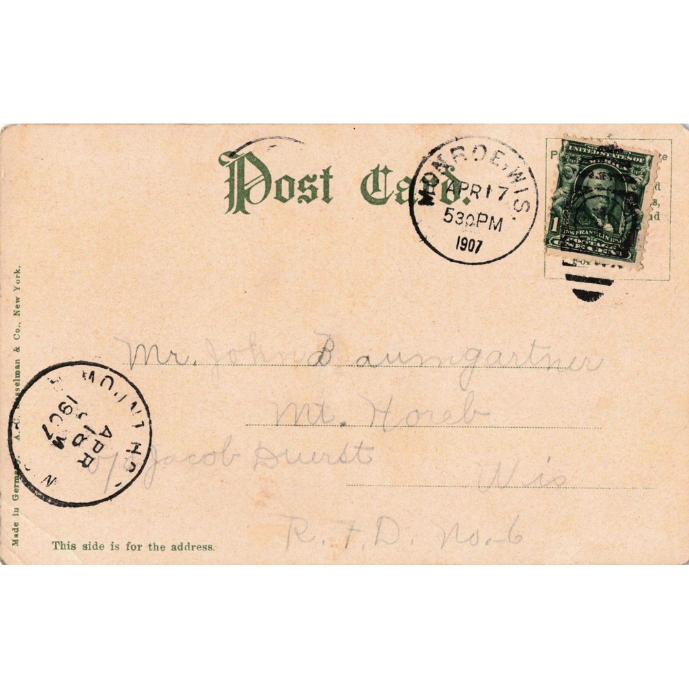 Vintage 1907 Tenney Park Madison Wisconsin RPPC Postcard Bridge Bosselman - Picture 2 of 2